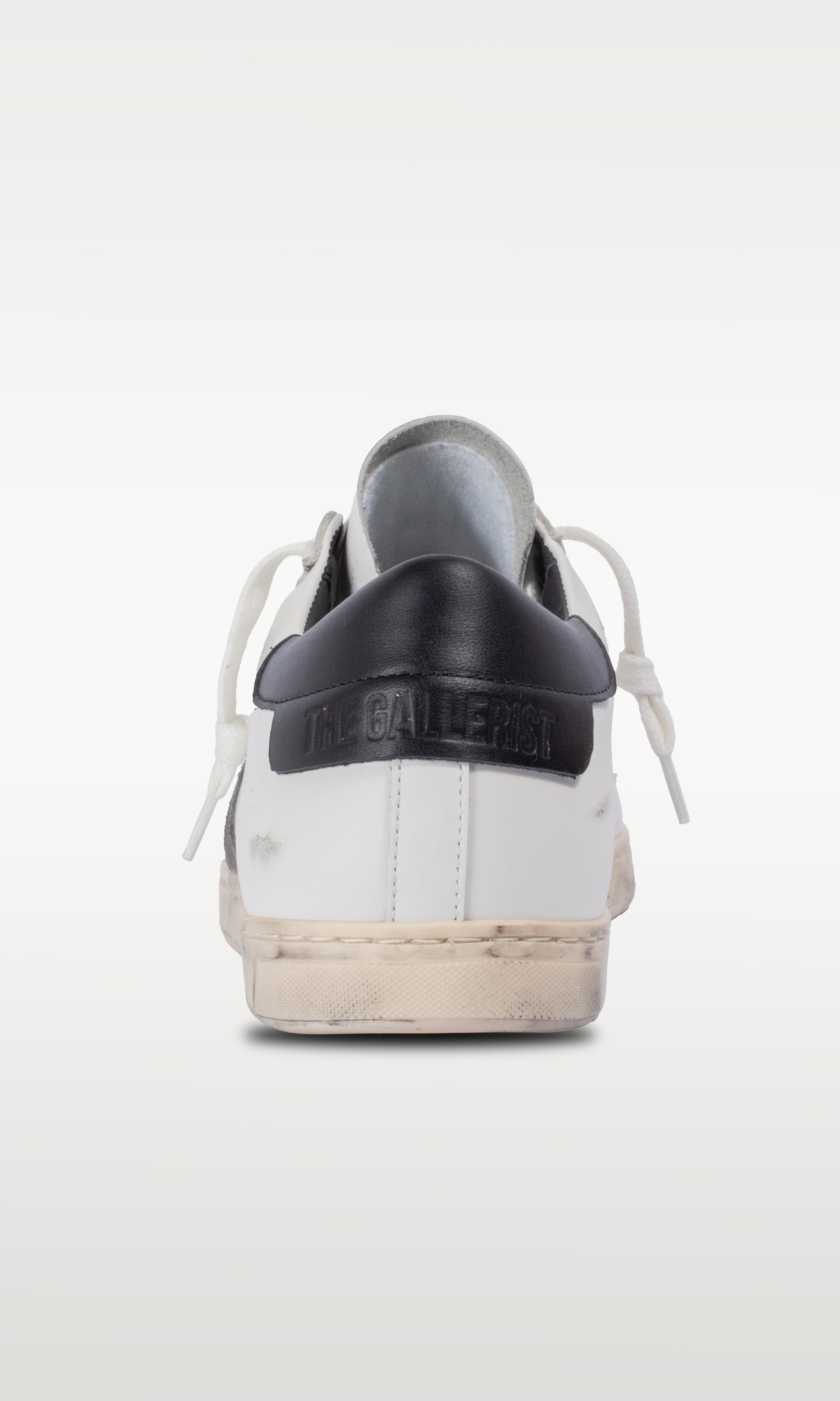 Distressed Leather Sneaker: Geneva - BLACK HEEL
