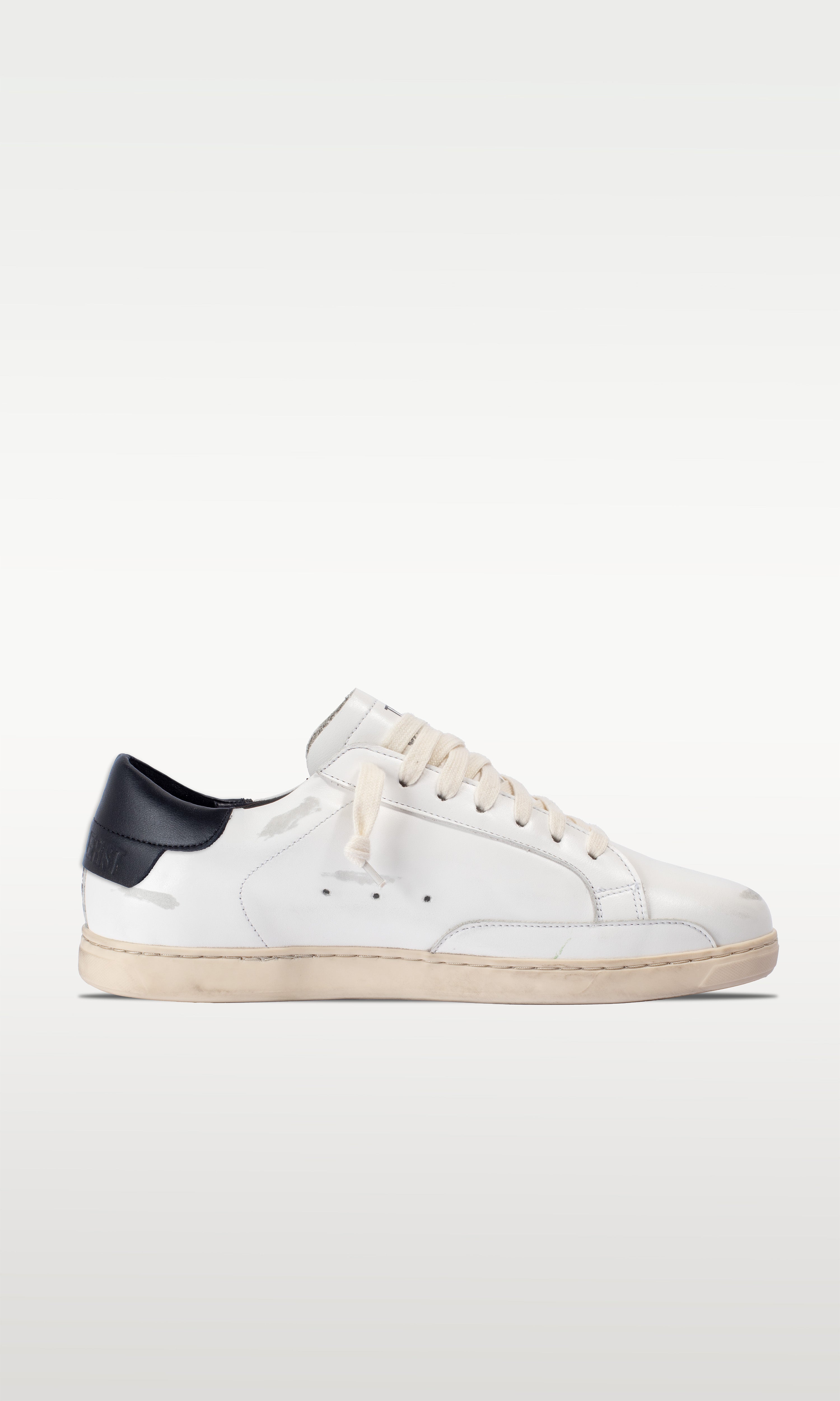Distressed Leather Sneaker: Geneva - BLACK HEEL
