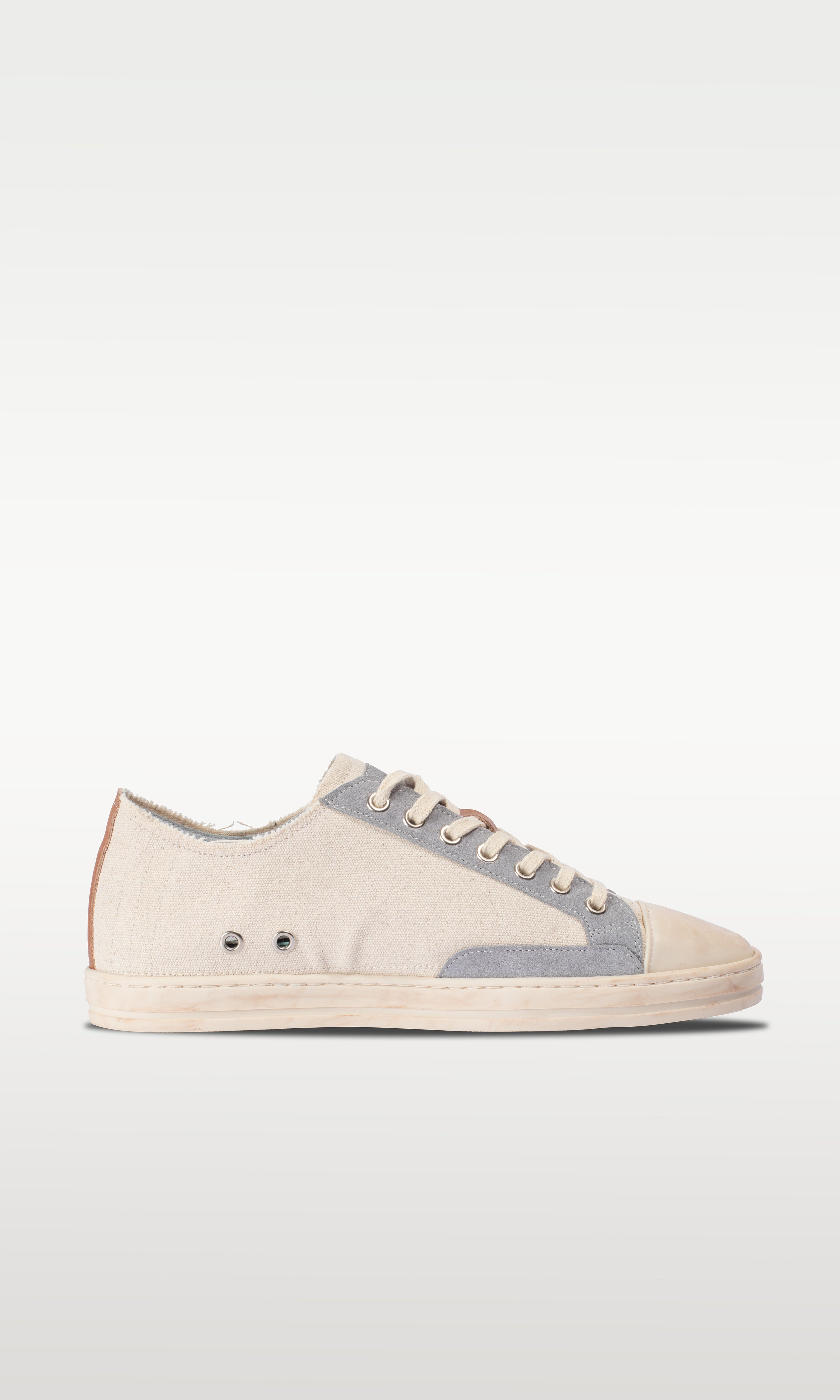 Distressed Canvas Sneaker: Madrid - CREAM
