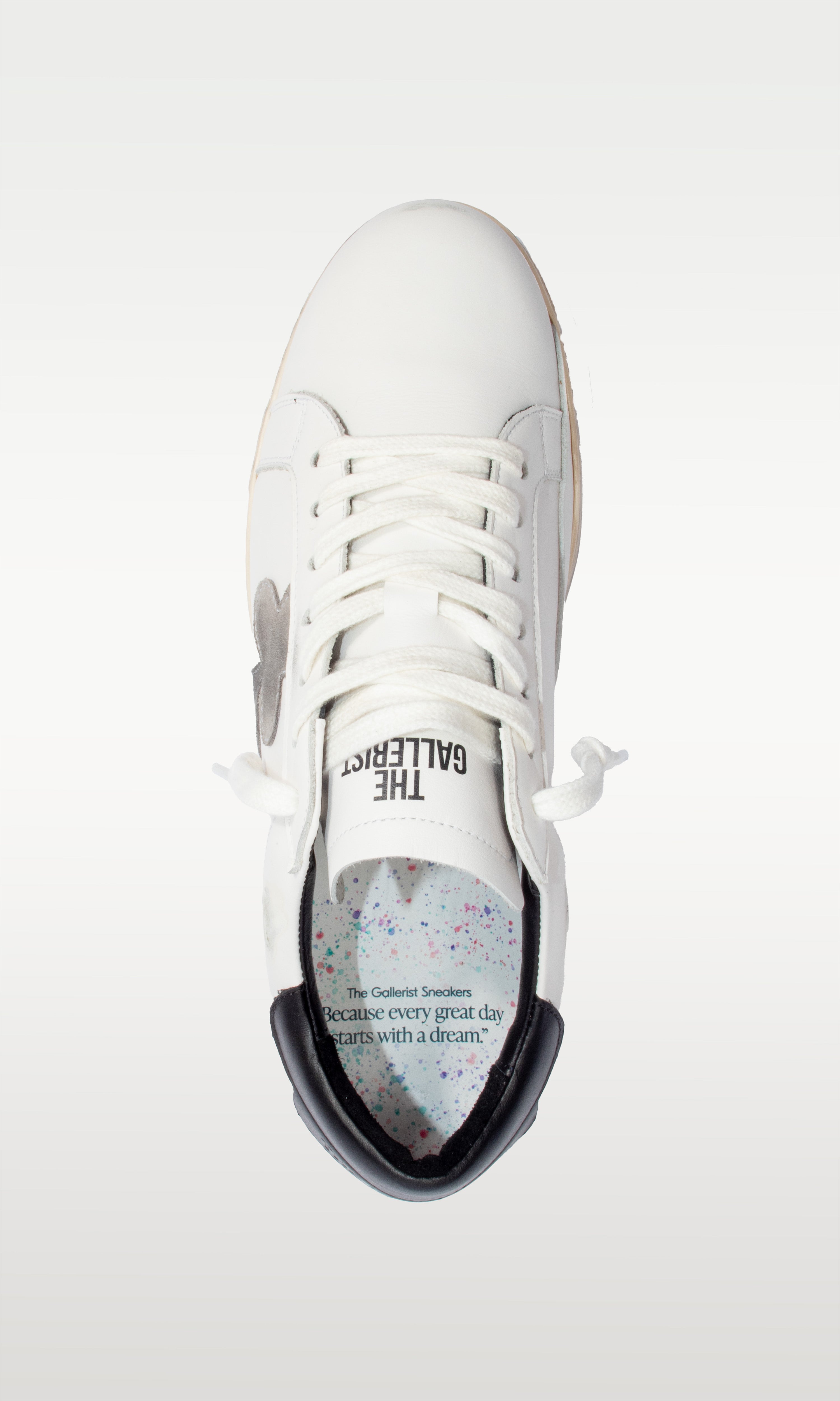 Distressed Leather Sneaker: Geneva - BLACK HEEL