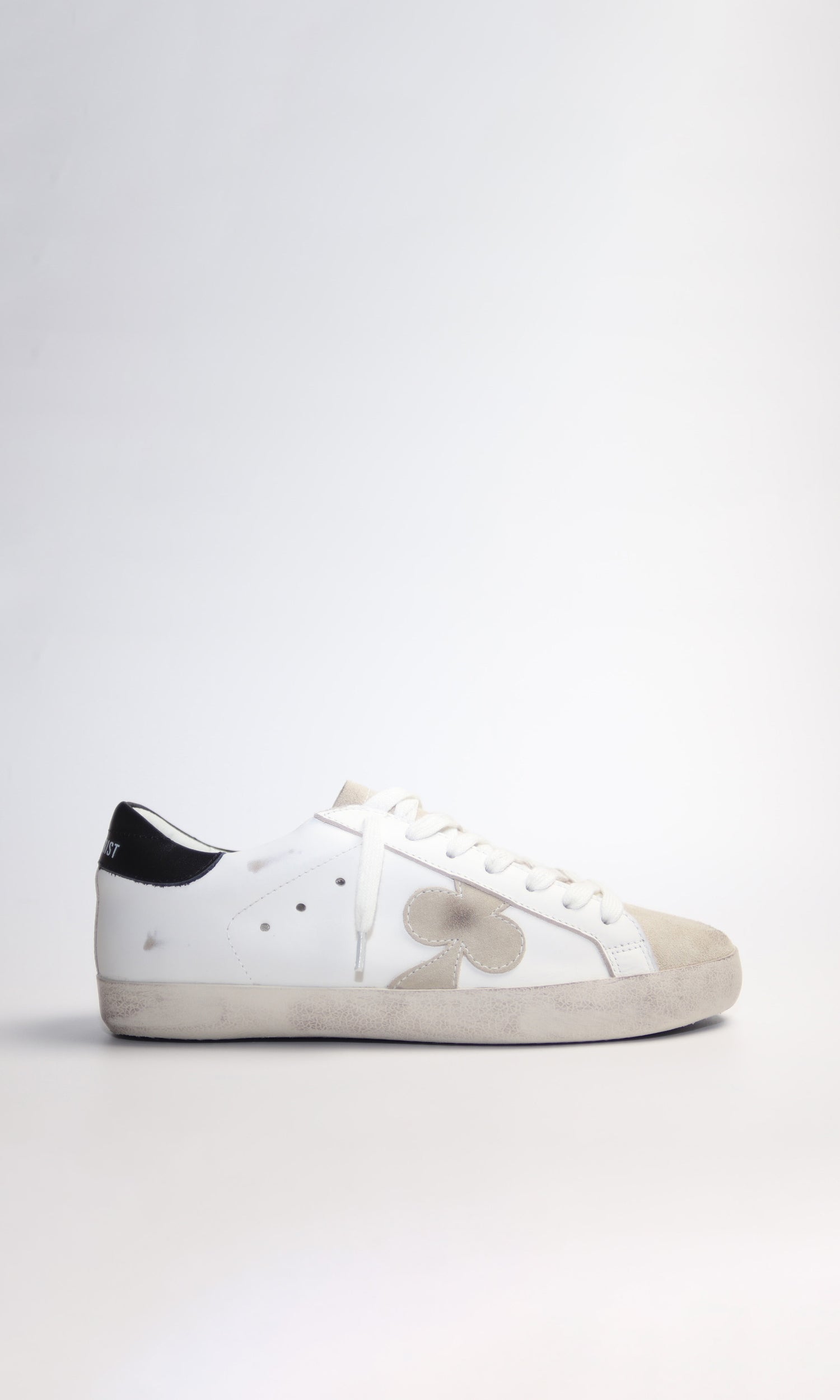 Distressed Leather Sneaker: Geneva - BEIGE