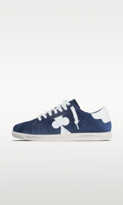 Distressed Leather Sneaker: Geneva - DARK BLUE