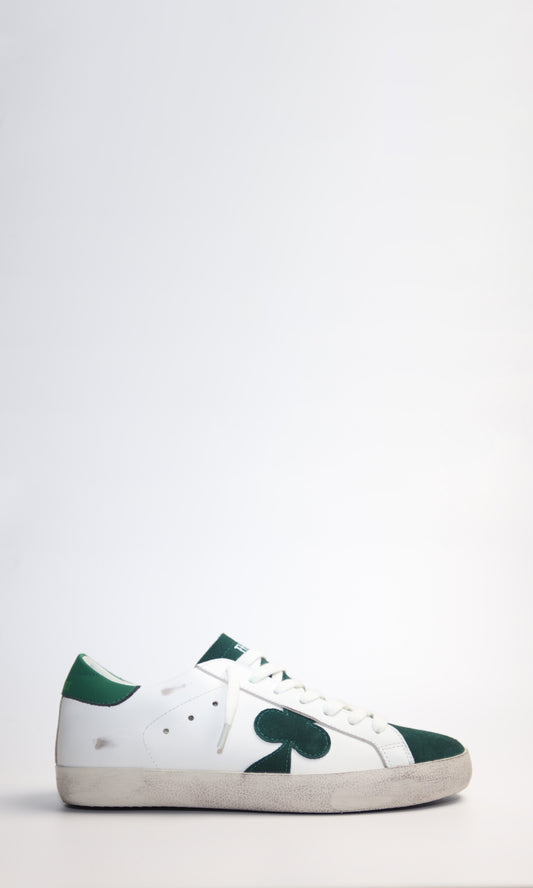 Women's Distressed Leather Sneaker: Geneva - GREEN