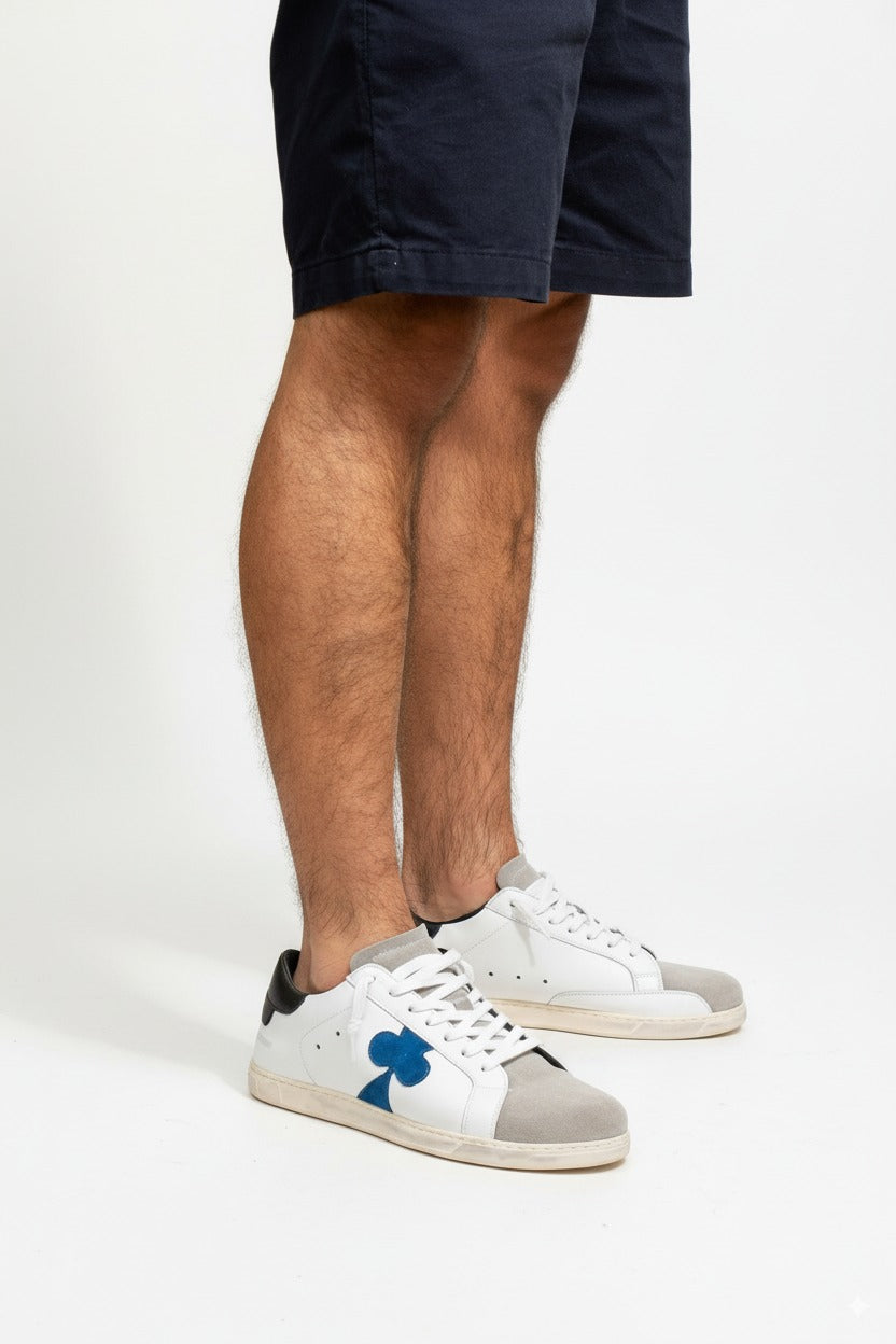 Distressed Leather Sneaker: Geneva - BLUE CLOVER