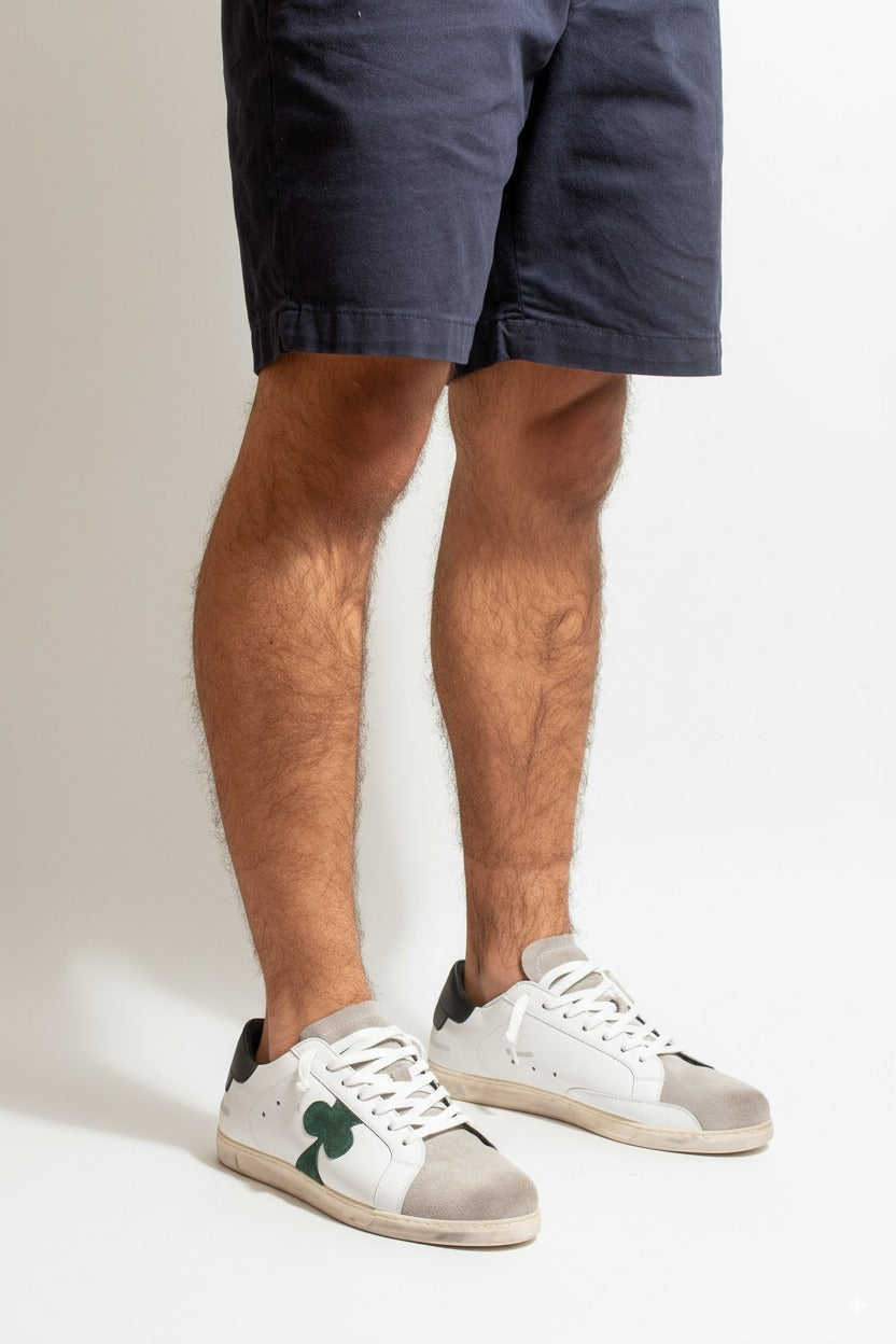 Distressed Leather Sneaker: Geneva - GREEN CLOVER