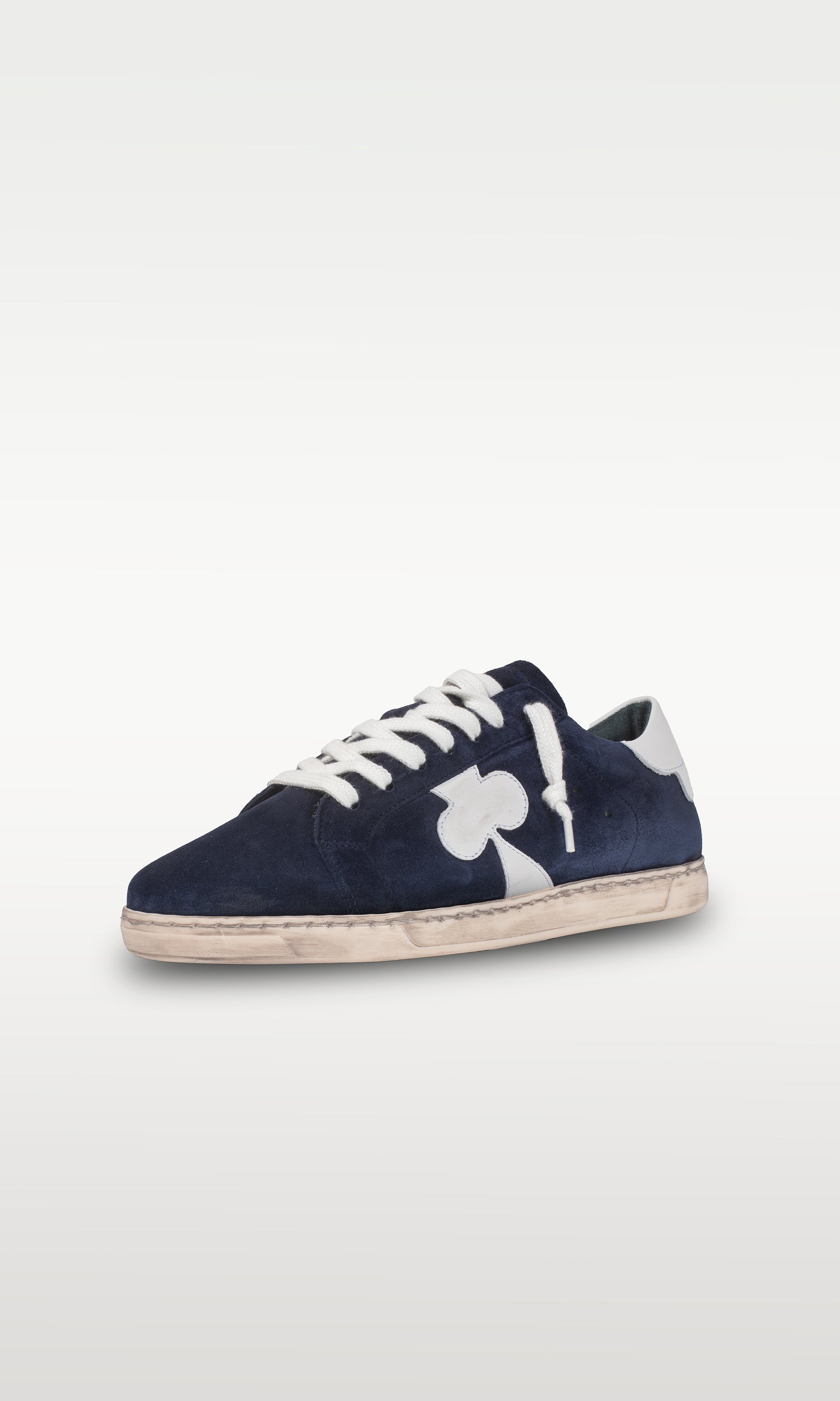 Distressed Leather Sneaker: Geneva - DARK BLUE