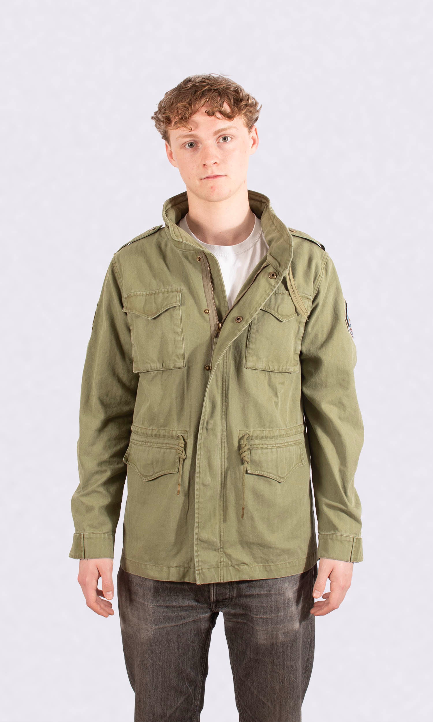 MILITARY FIELD JACKET: DUNKIRK - MILITARY GREEN WITH PATCHES