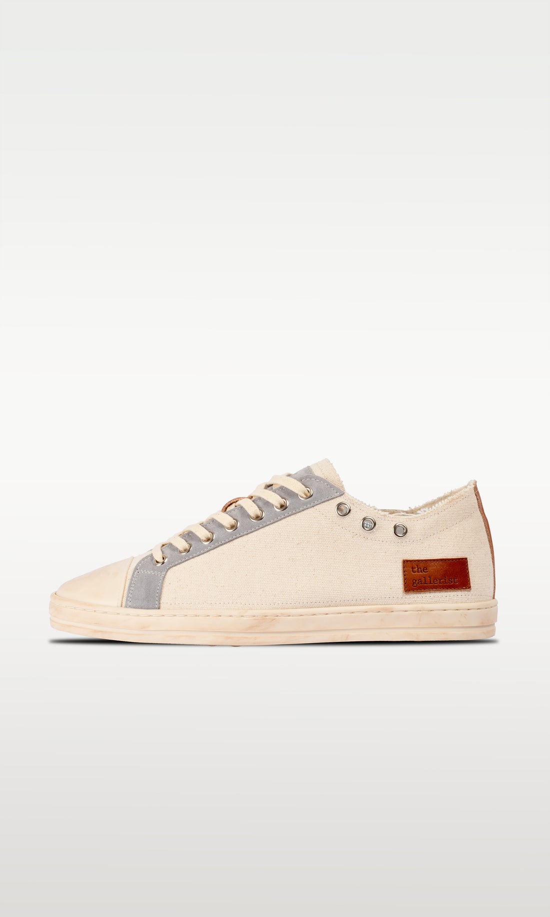 Distressed Canvas Sneaker: Madrid - CREAM