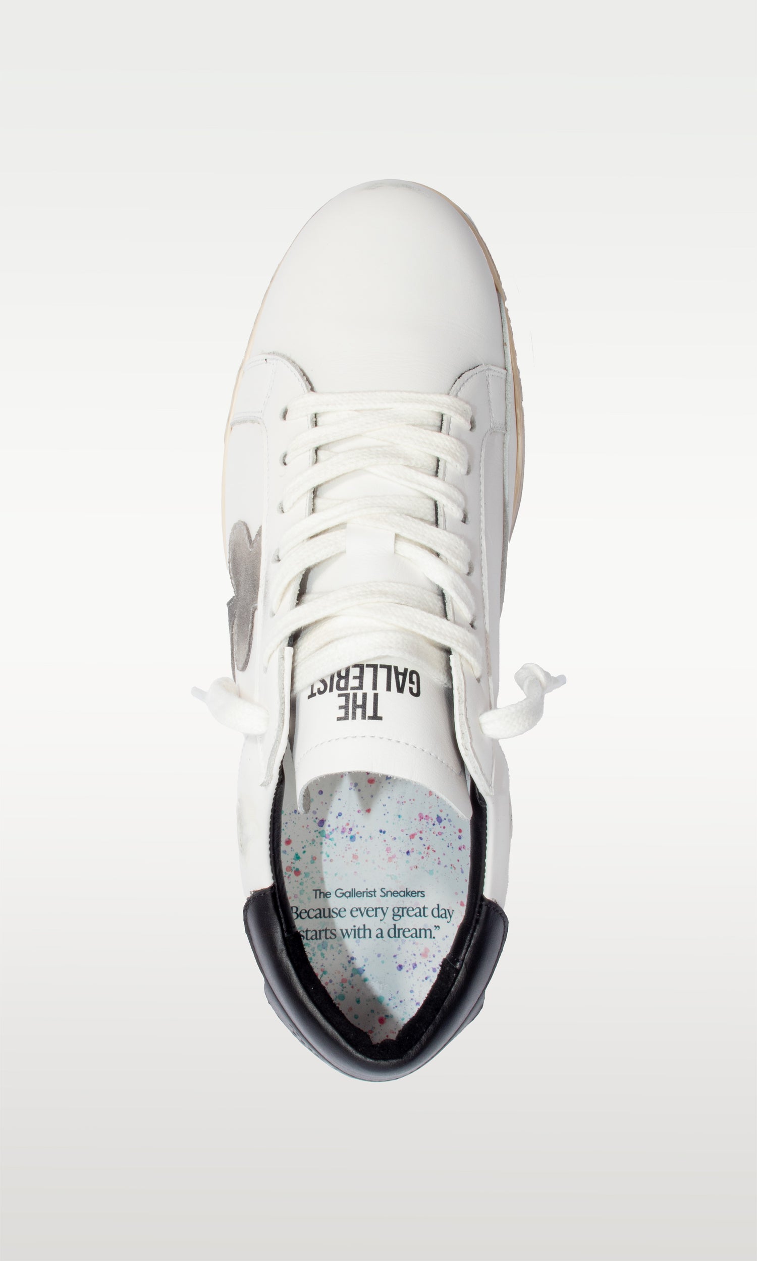 Distressed Leather Sneaker: Geneva - BLACK HEEL