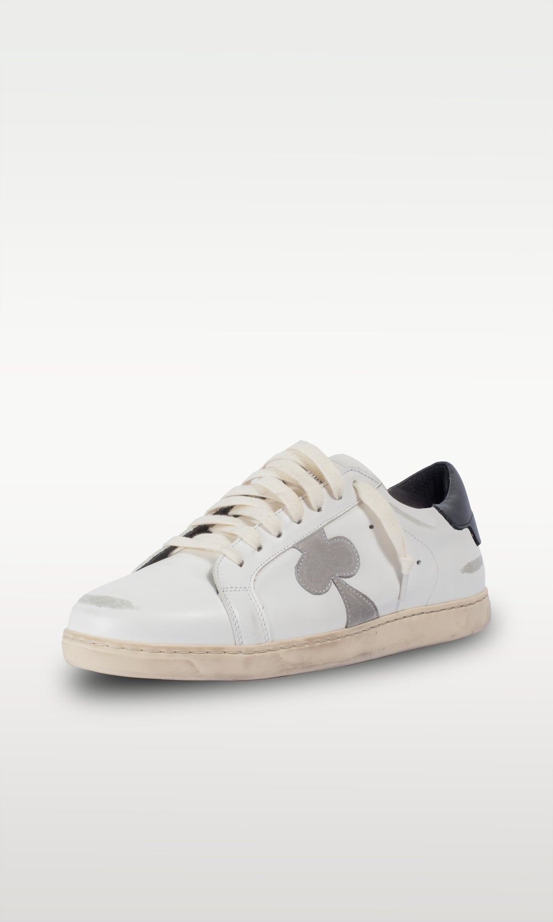 Distressed Leather Sneaker: Geneva - BLACK HEEL
