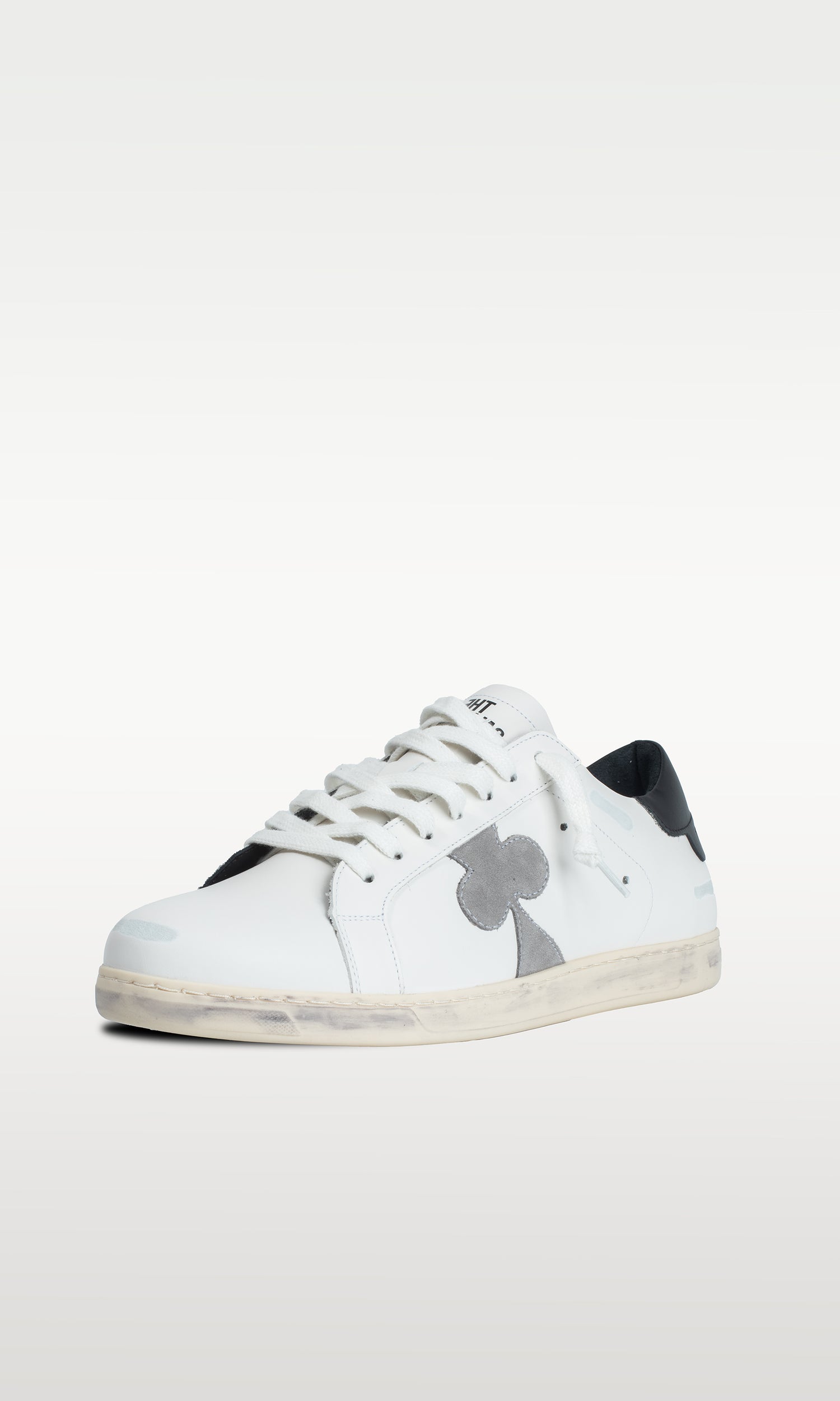 Distressed Leather Sneaker: Geneva - BLACK HEEL