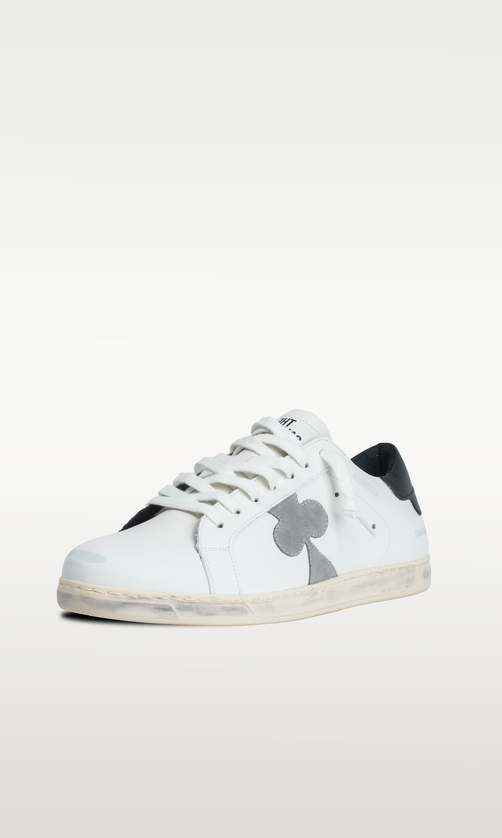Distressed Leather Sneaker: Geneva - BLACK HEEL