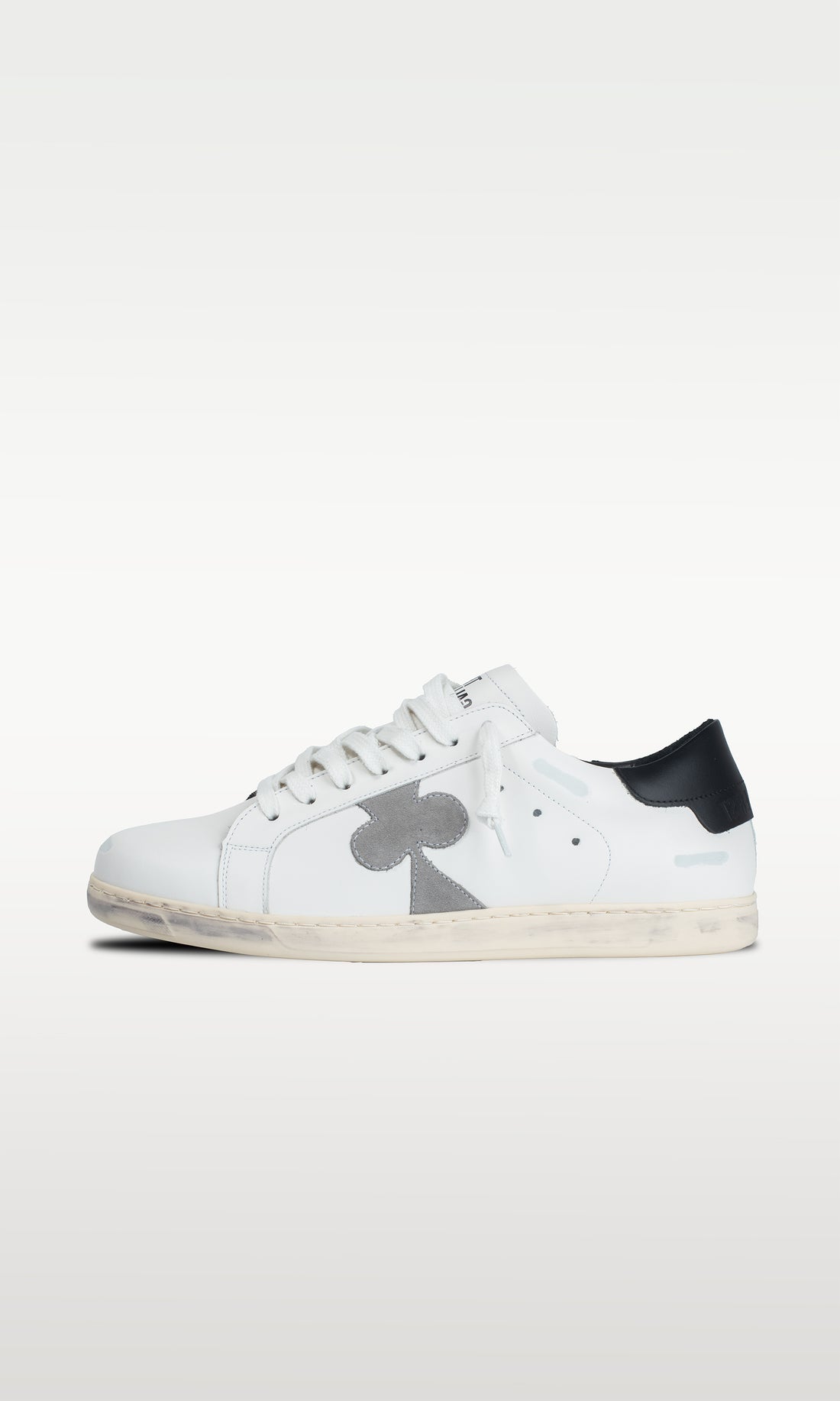 Distressed Leather Sneaker: Geneva - BLACK HEEL