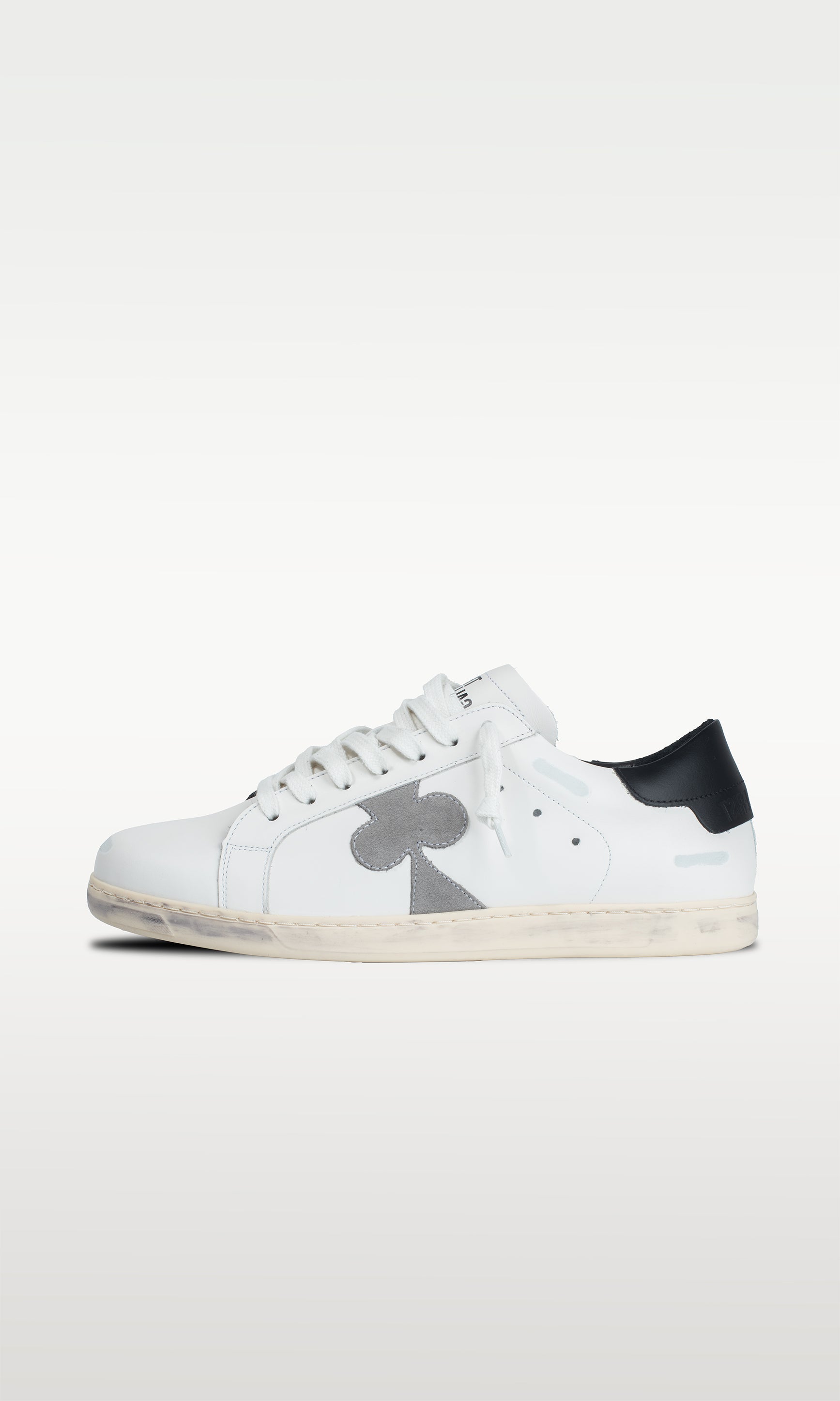 Distressed Leather Sneaker: Geneva - BLACK HEEL
