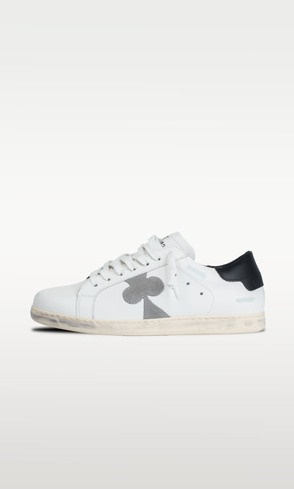Distressed Leather Sneaker: Geneva - BLACK HEEL