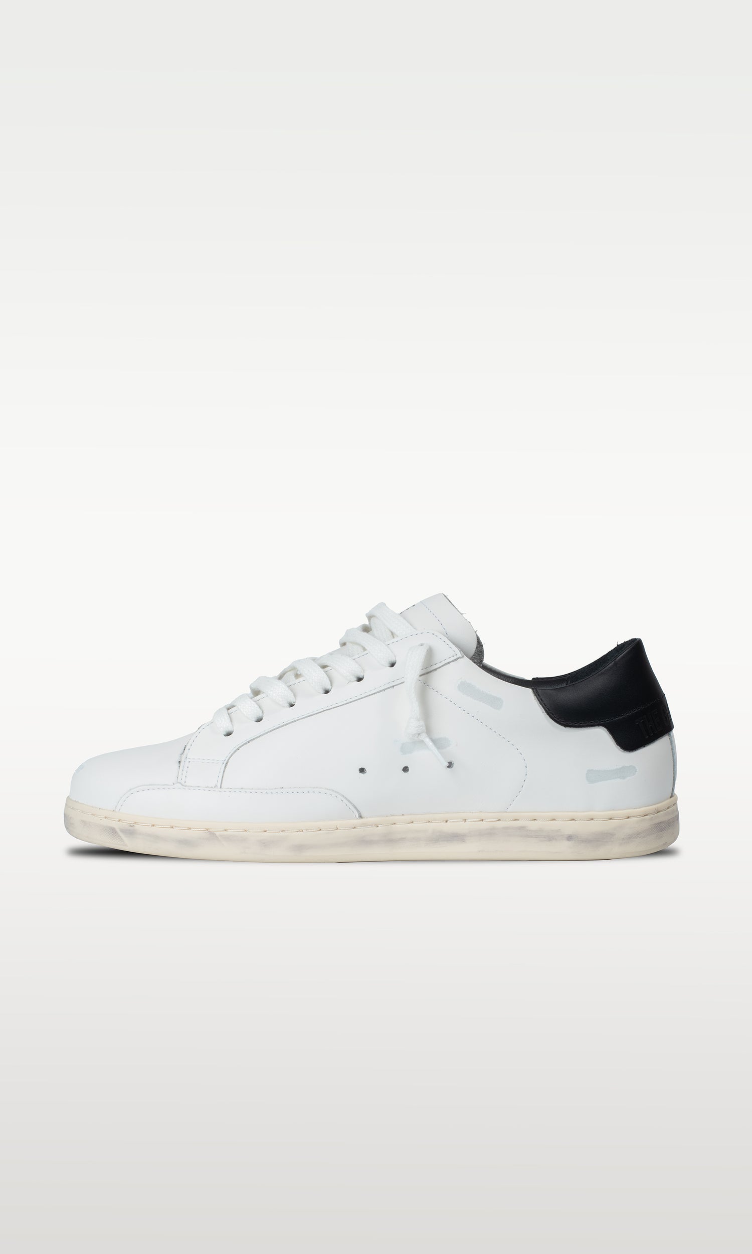 Distressed Leather Sneaker: Geneva - BLACK HEEL