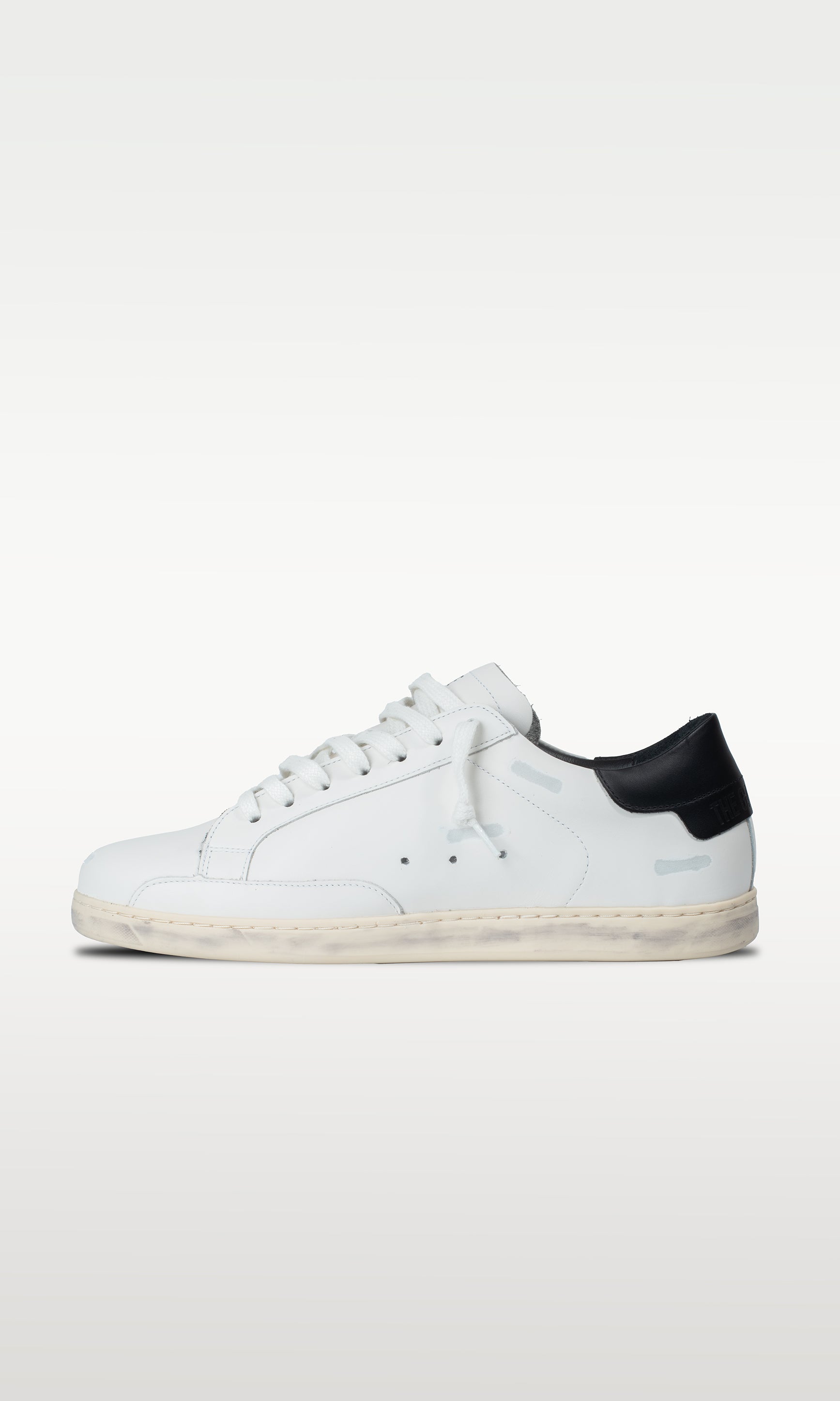 Distressed Leather Sneaker: Geneva - BLACK HEEL