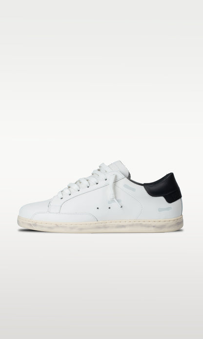 Distressed Leather Sneaker: Geneva - BLACK HEEL