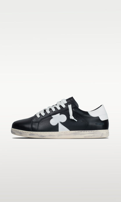 Distressed Leather Sneaker: Geneva - BLACK &amp; WHITE