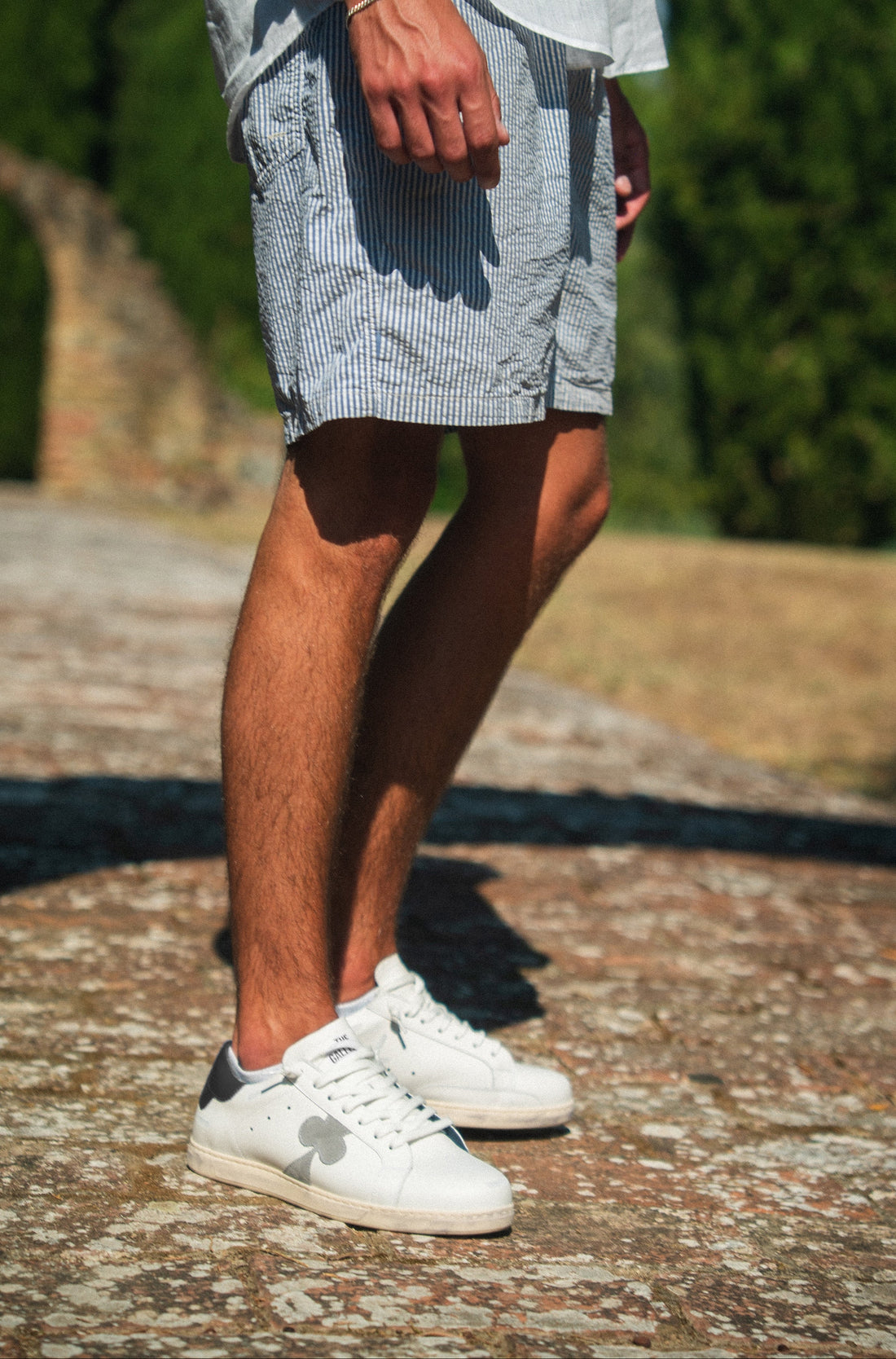 Distressed Leather Sneaker: Geneva - BLACK HEEL