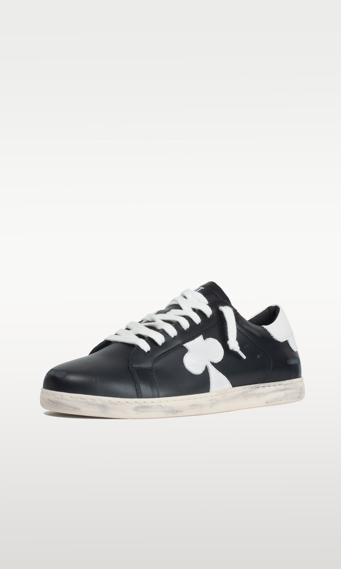 Distressed Leather Sneaker: Geneva - BLACK &amp; WHITE