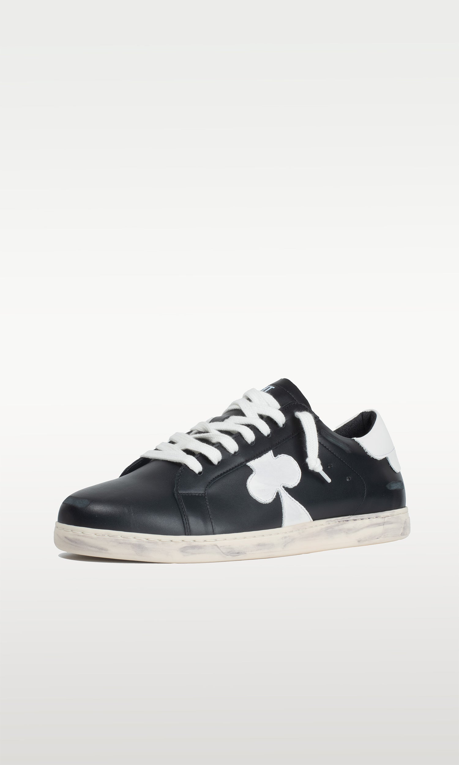 Distressed Leather Sneaker: Geneva - BLACK &amp; WHITE