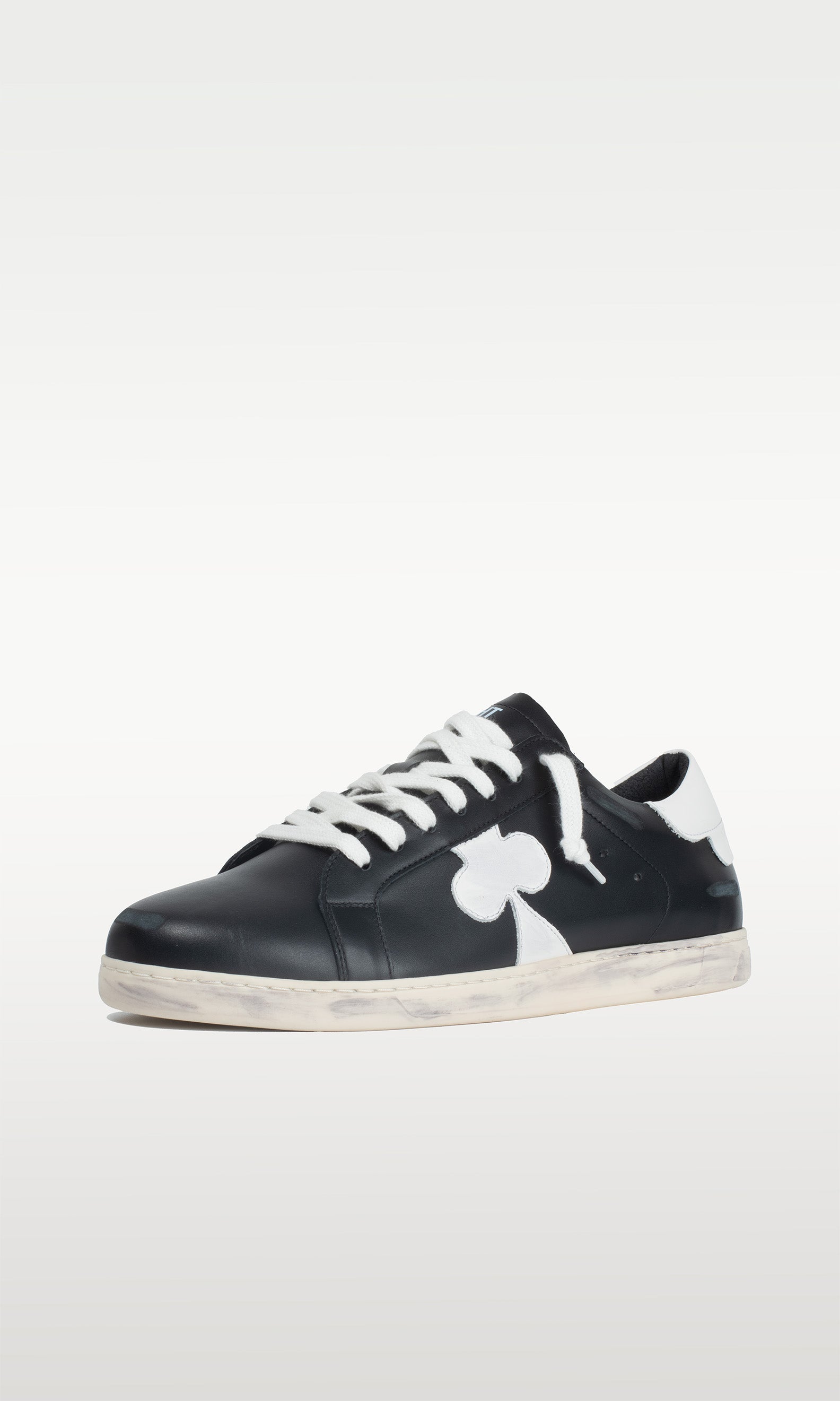 Distressed Leather Sneaker: Geneva - BLACK &amp; WHITE