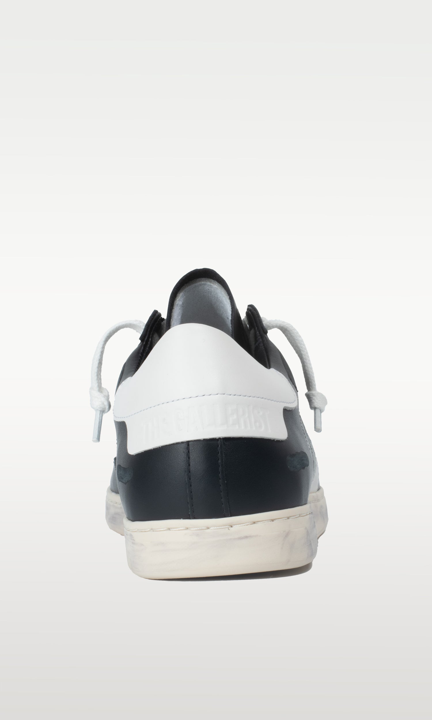 Distressed Leather Sneaker: Geneva - BLACK &amp; WHITE