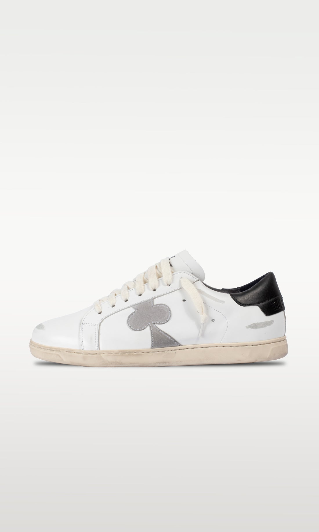 Distressed Leather Sneaker: Geneva - BLACK HEEL