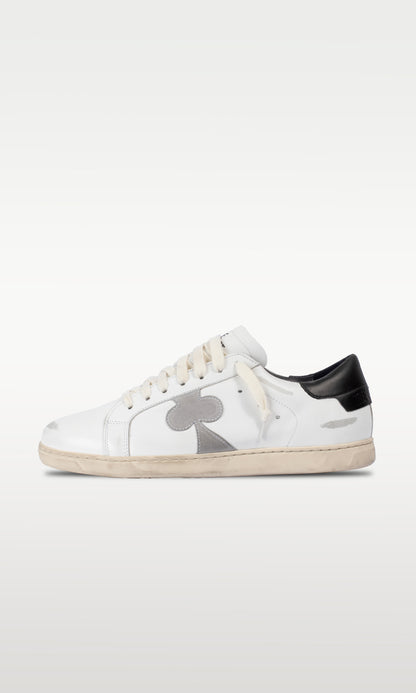 Distressed Leather Sneaker: Geneva - BLACK HEEL