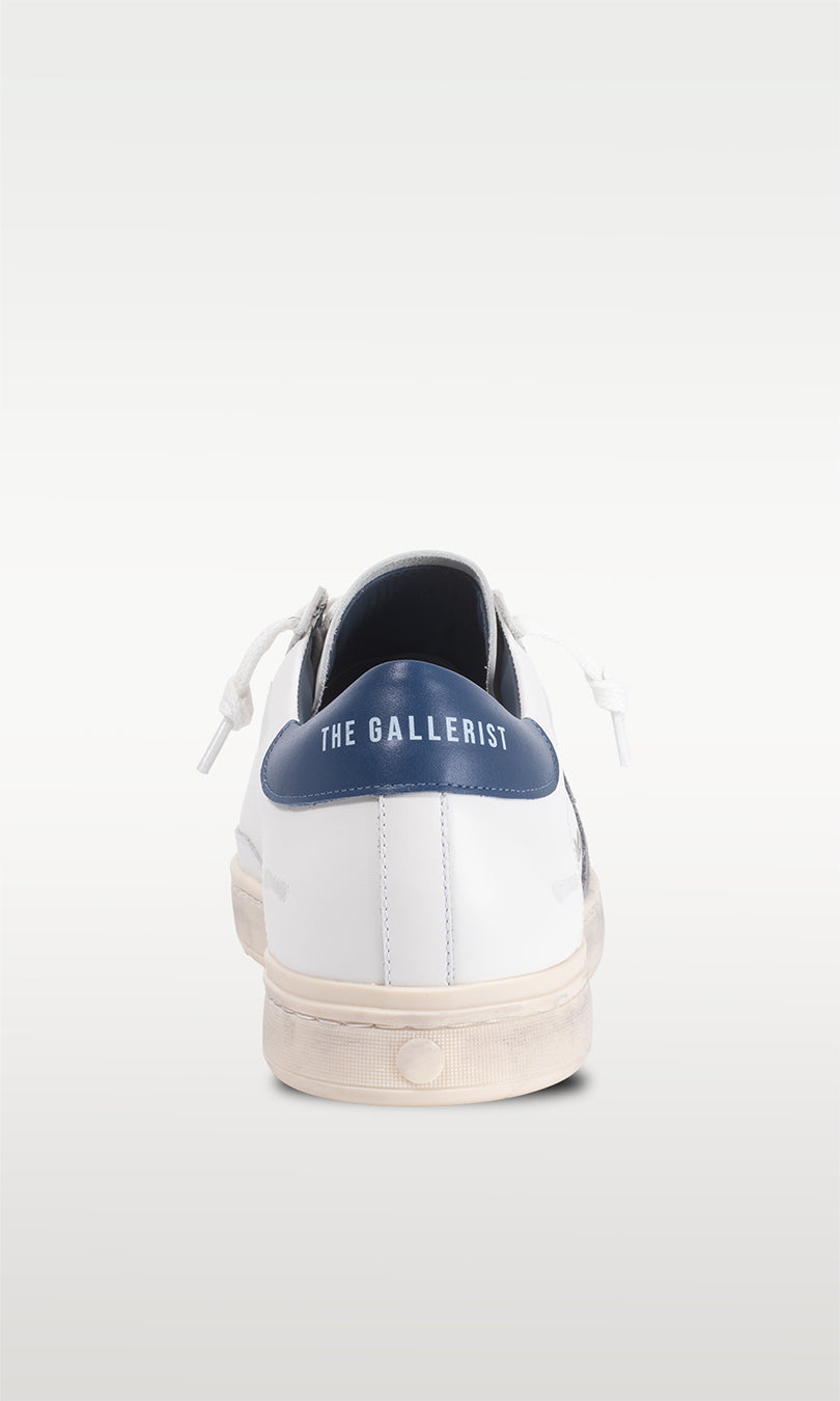 Distressed Leather Sneaker: Milano - NAVY HEEL