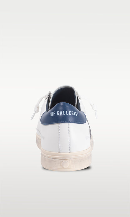 Distressed Leather Sneaker: Milano - NAVY HEEL