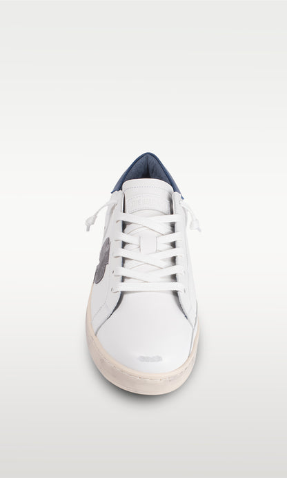 Distressed Leather Sneaker: Milano - NAVY HEEL