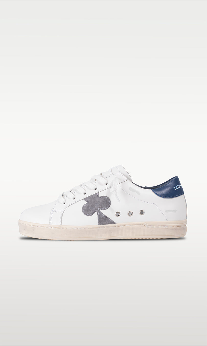Distressed Leather Sneaker: Milano - NAVY HEEL