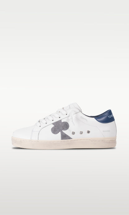Distressed Leather Sneaker: Milano - NAVY HEEL