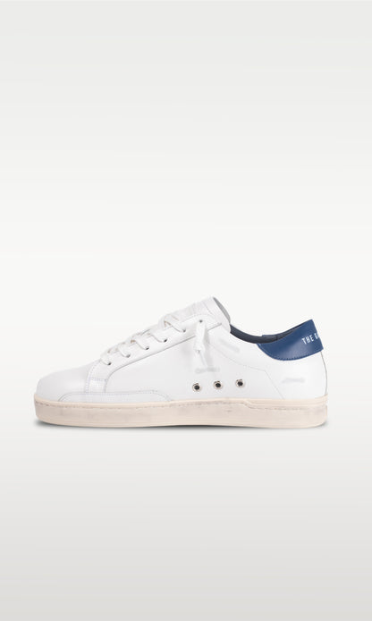 Distressed Leather Sneaker: Milano - NAVY HEEL