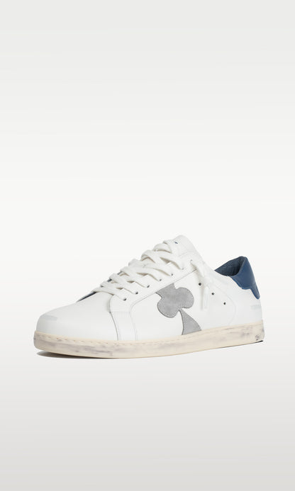 Distressed Leather Sneaker: Geneva - NAVY HEEL