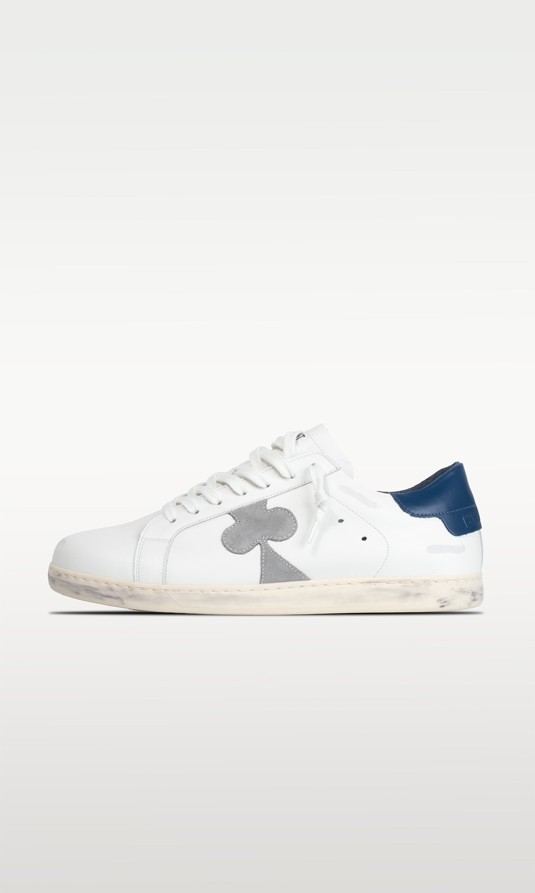 Distressed Leather Sneaker: Geneva - NAVY HEEL