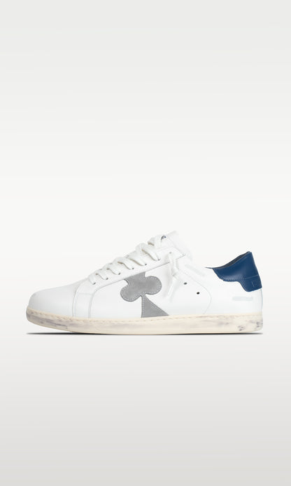 Distressed Leather Sneaker: Geneva - NAVY HEEL