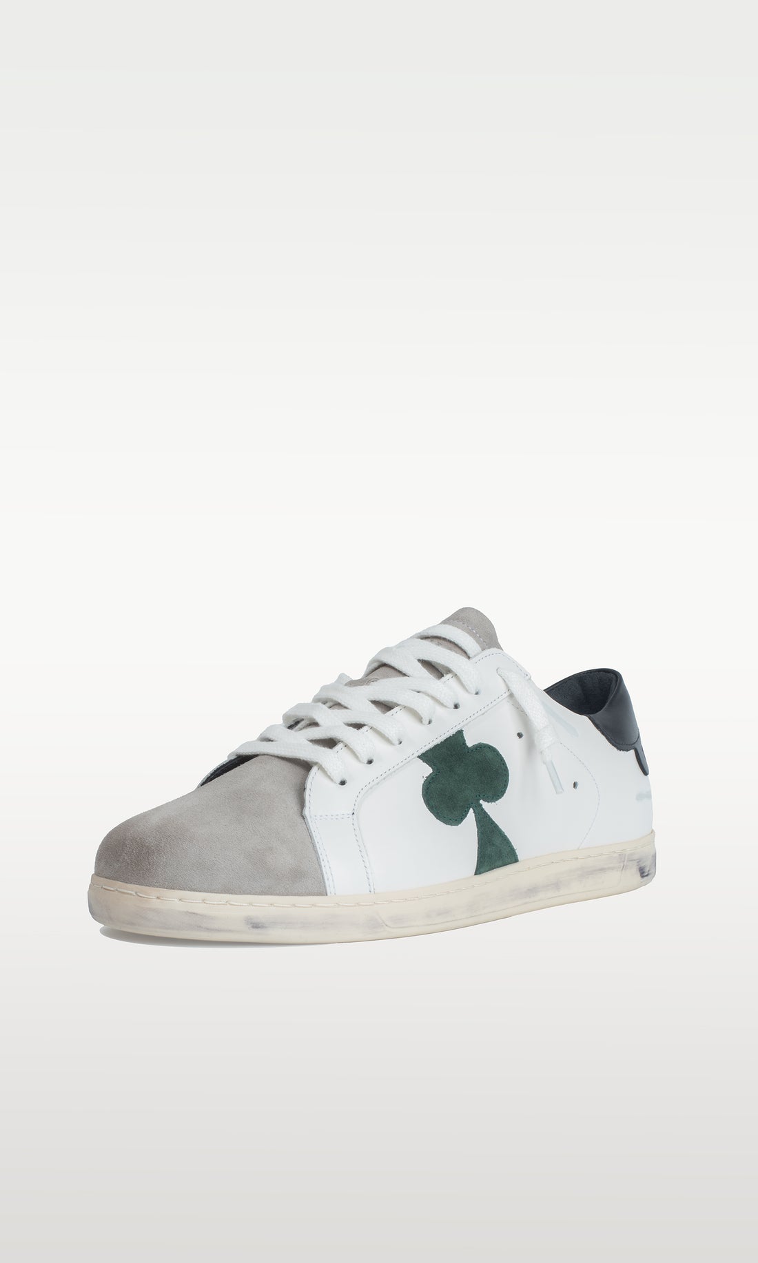 Distressed Leather Sneaker: Geneva - GREEN CLOVER