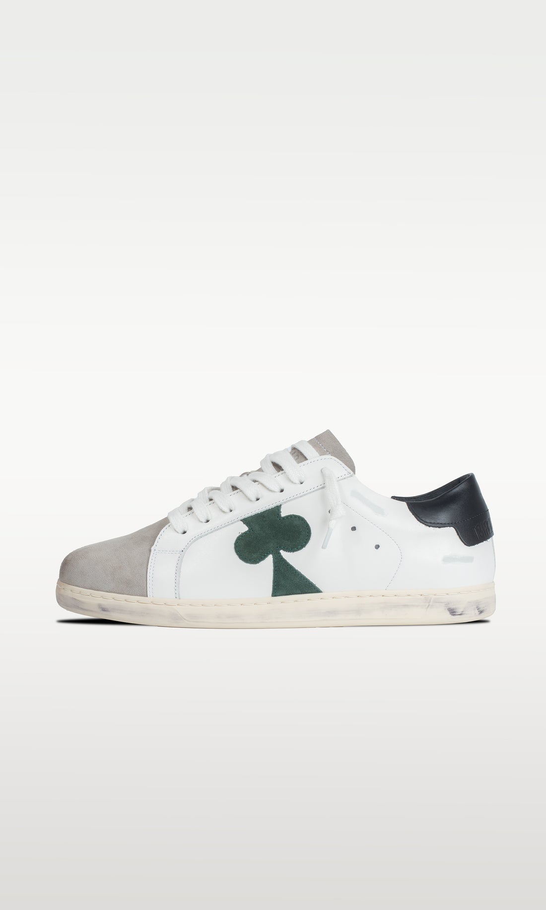Distressed Leather Sneaker: Geneva - GREEN CLOVER