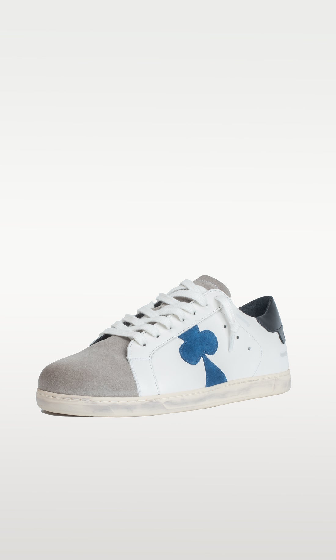 Distressed Leather Sneaker: Geneva - BLUE CLOVER