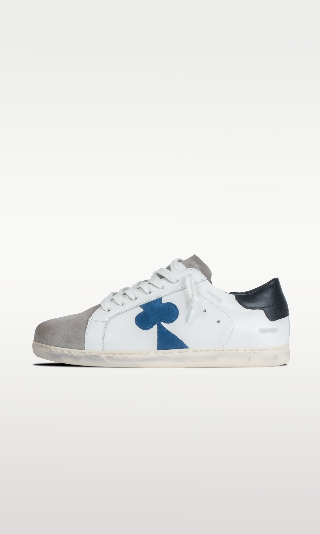Distressed Leather Sneaker: Geneva - BLUE CLOVER