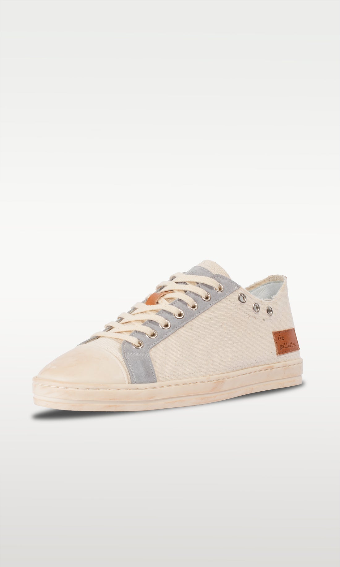 Distressed Canvas Sneaker: Madrid - CREAM